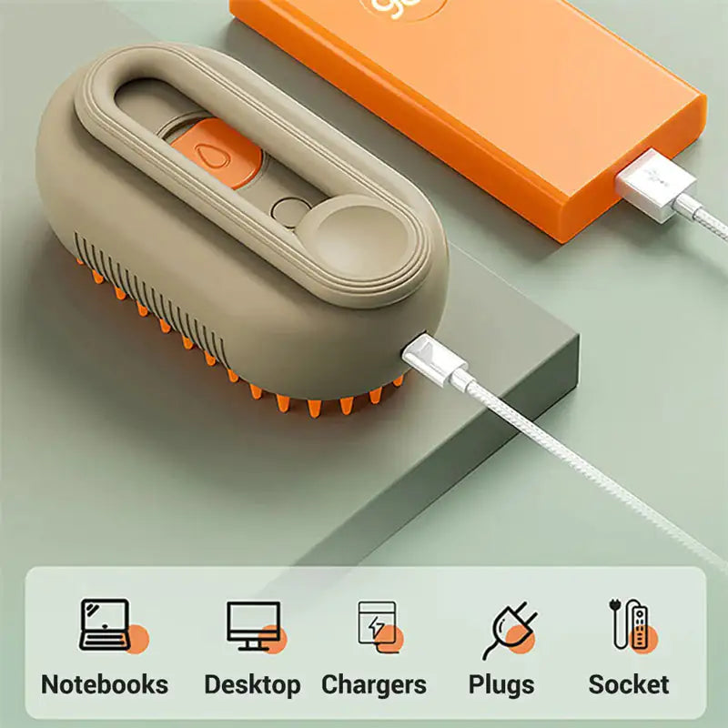 3-in-1 Electric Pet Steam Brush – Grooming, Massage & Hair Removal
