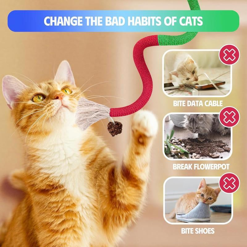 Txfny Cat Toys Chew Ropes 9 Pcs with Refillable Natural Catnip, Safe Teeth Cleaning Toys for Indoor Cats,Interactive Cat Nip Kitty Toys for All Breeds